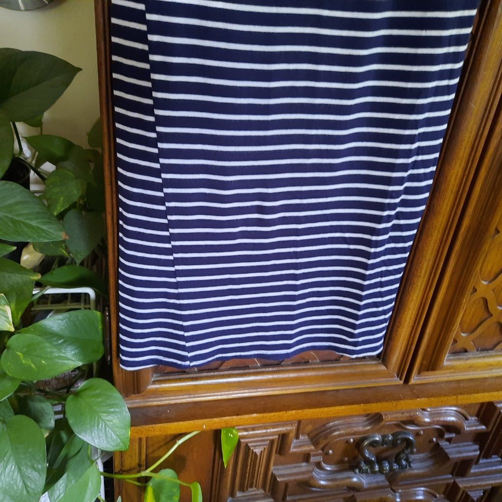 Micro-Striped Tie Wrap Maxi Skirt - Navy/White, Size S - Picture 12 of 16